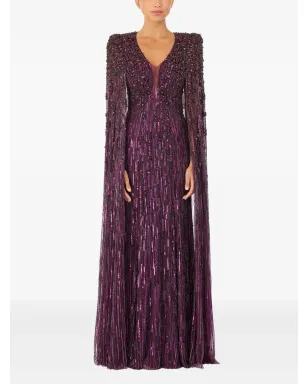 Jenny Packham スイート・シルヴァ・ビーデッド・ケープ・マキシ・ドレス - サムネイル2