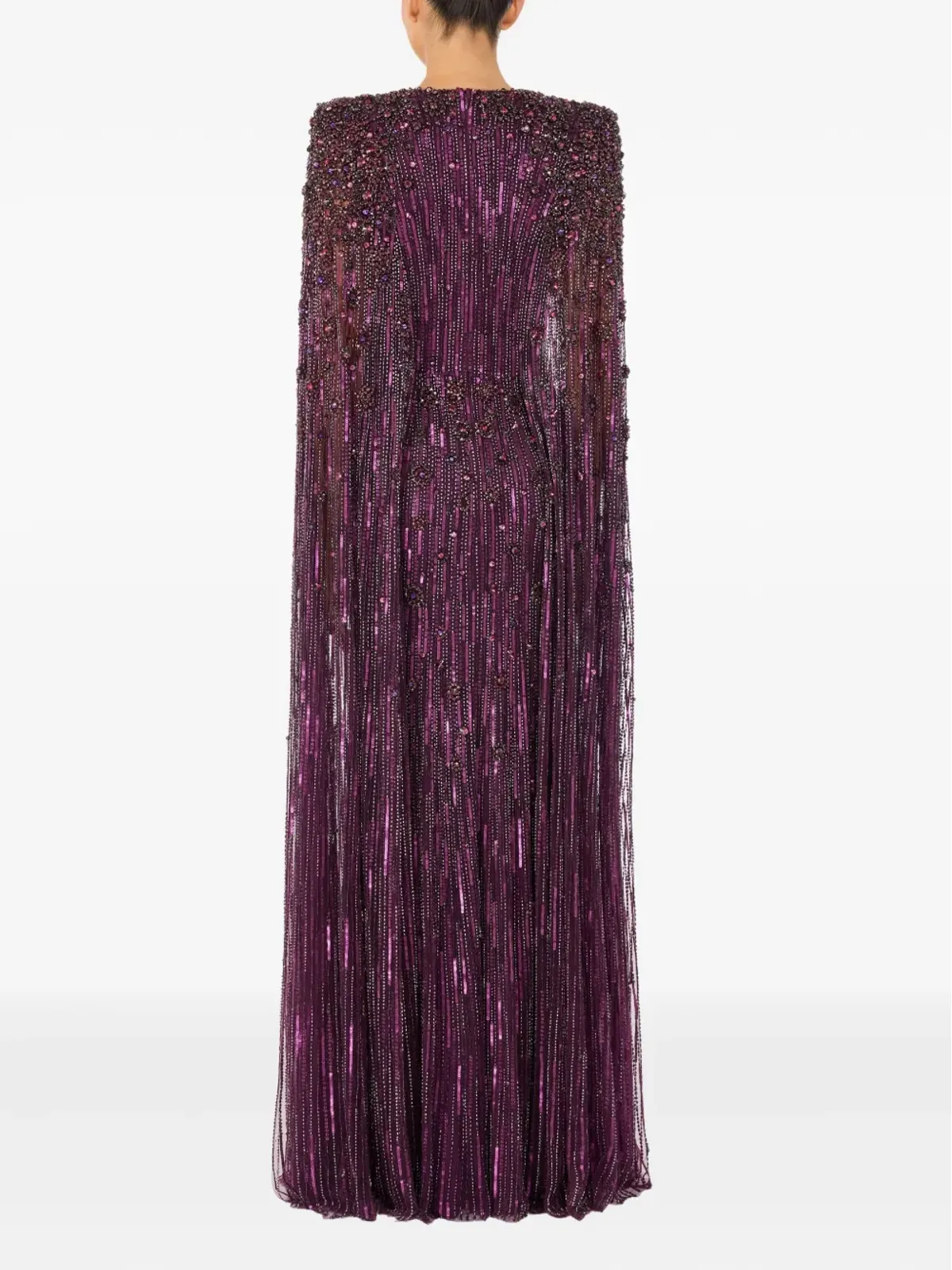 Jenny Packham スイート・シルヴァ・ビーデッド・ケープ・マキシ・ドレス - 画像3