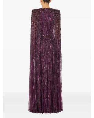 Jenny Packham スイート・シルヴァ・ビーデッド・ケープ・マキシ・ドレス - サムネイル3