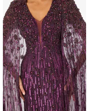 Jenny Packham スイート・シルヴァ・ビーデッド・ケープ・マキシ・ドレス - サムネイル4