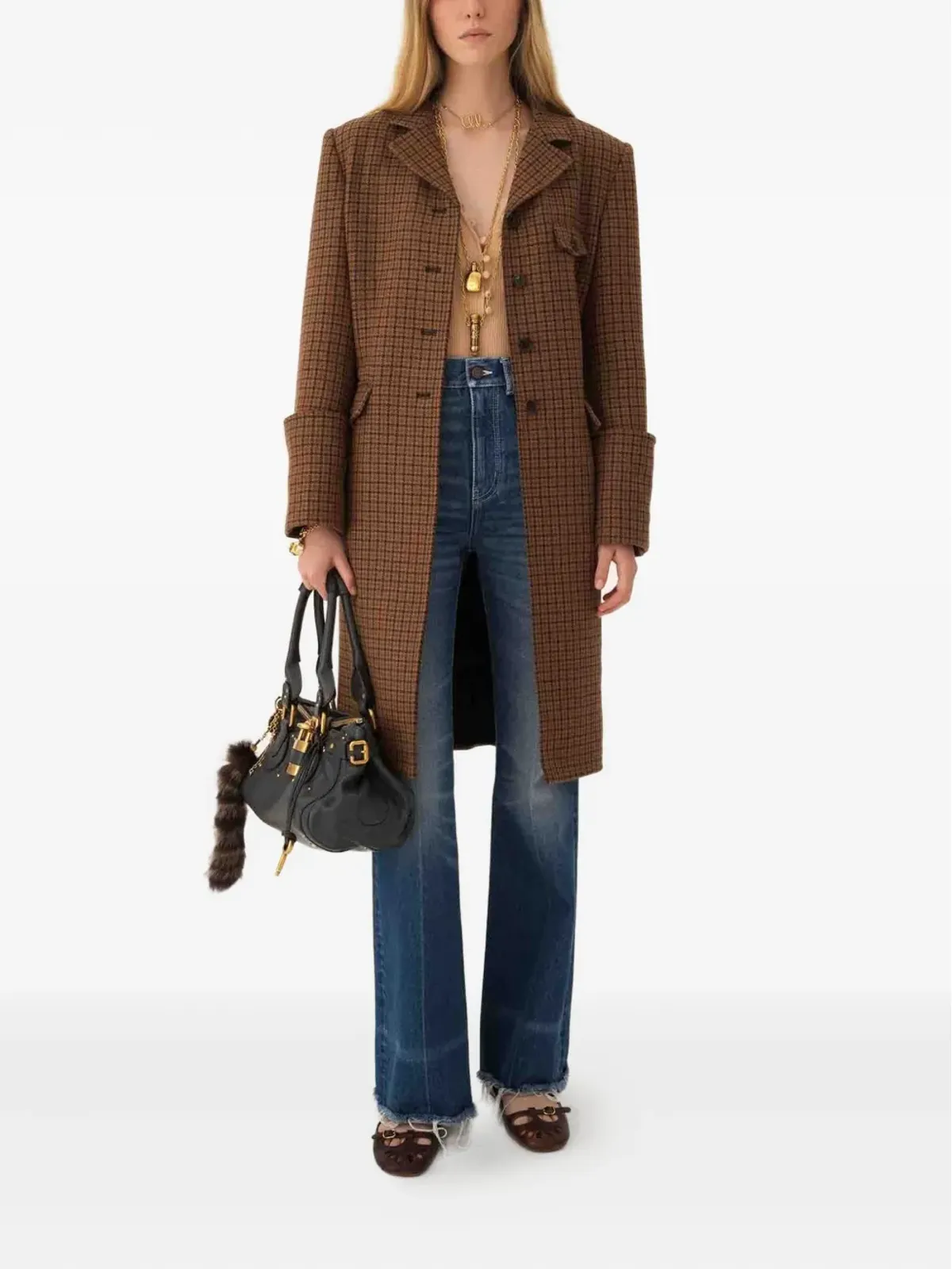 Chloé ウール ハウンドトースト柄 シングルブレスト コート - 画像2