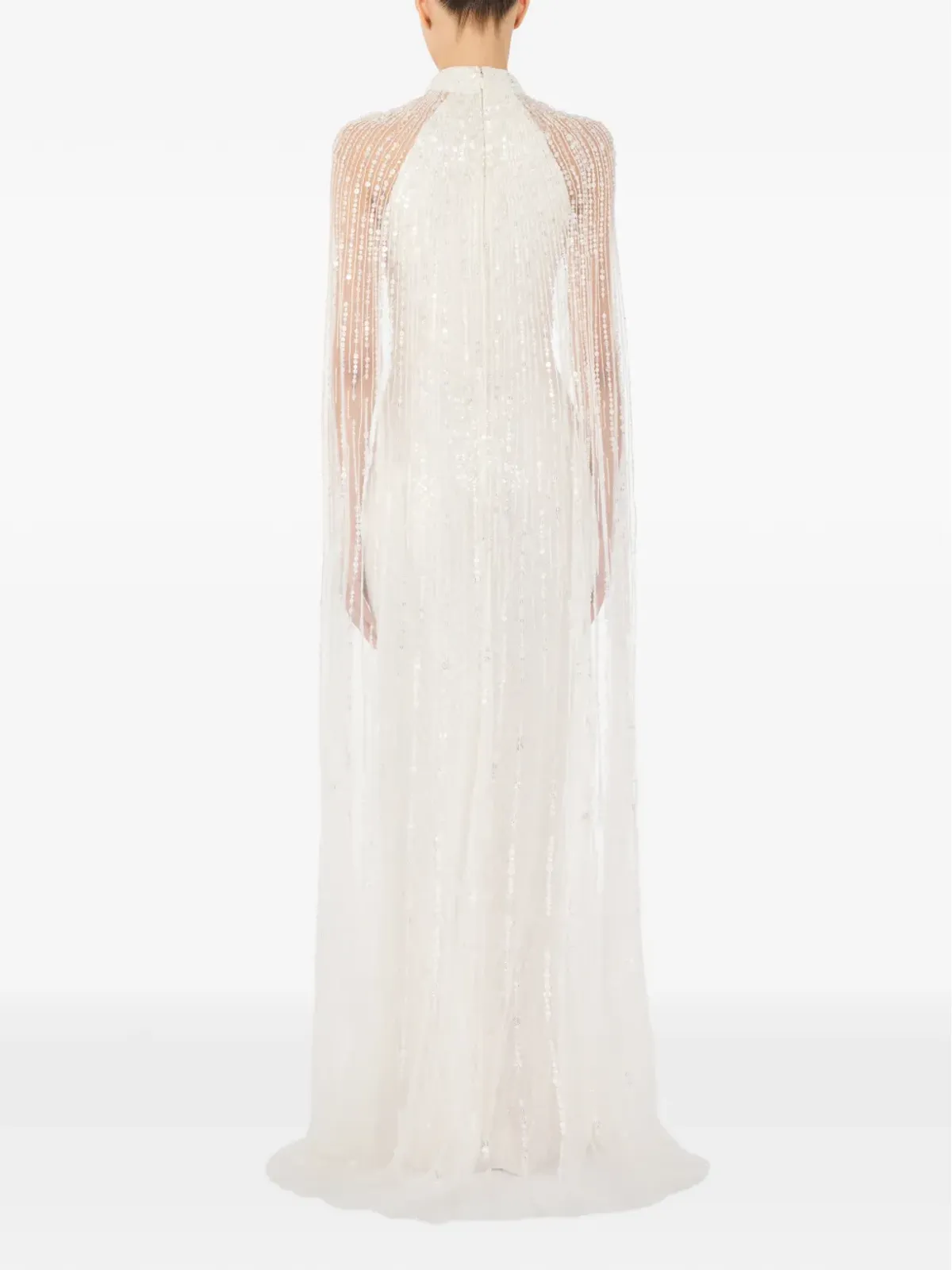 Jenny Packham カイロ・スパンコール・ケープ付きマキシドレス - 画像3