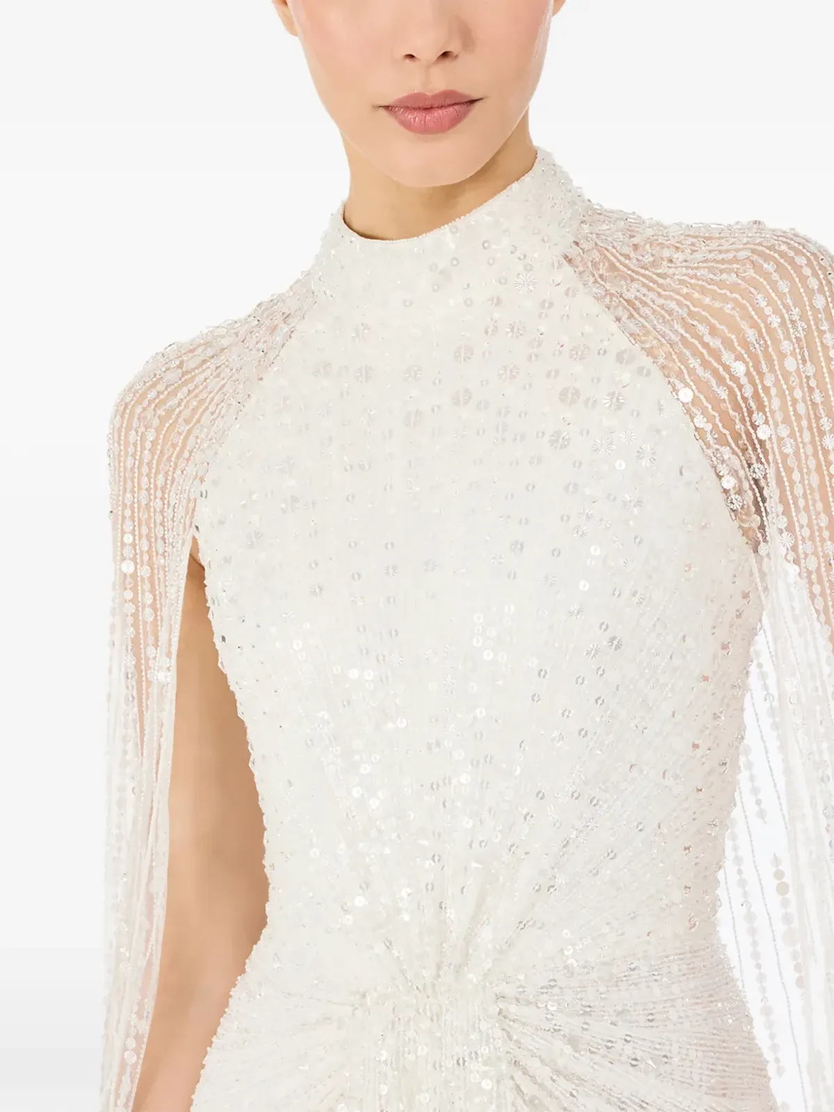 Jenny Packham カイロ・スパンコール・ケープ付きマキシドレス - 画像4