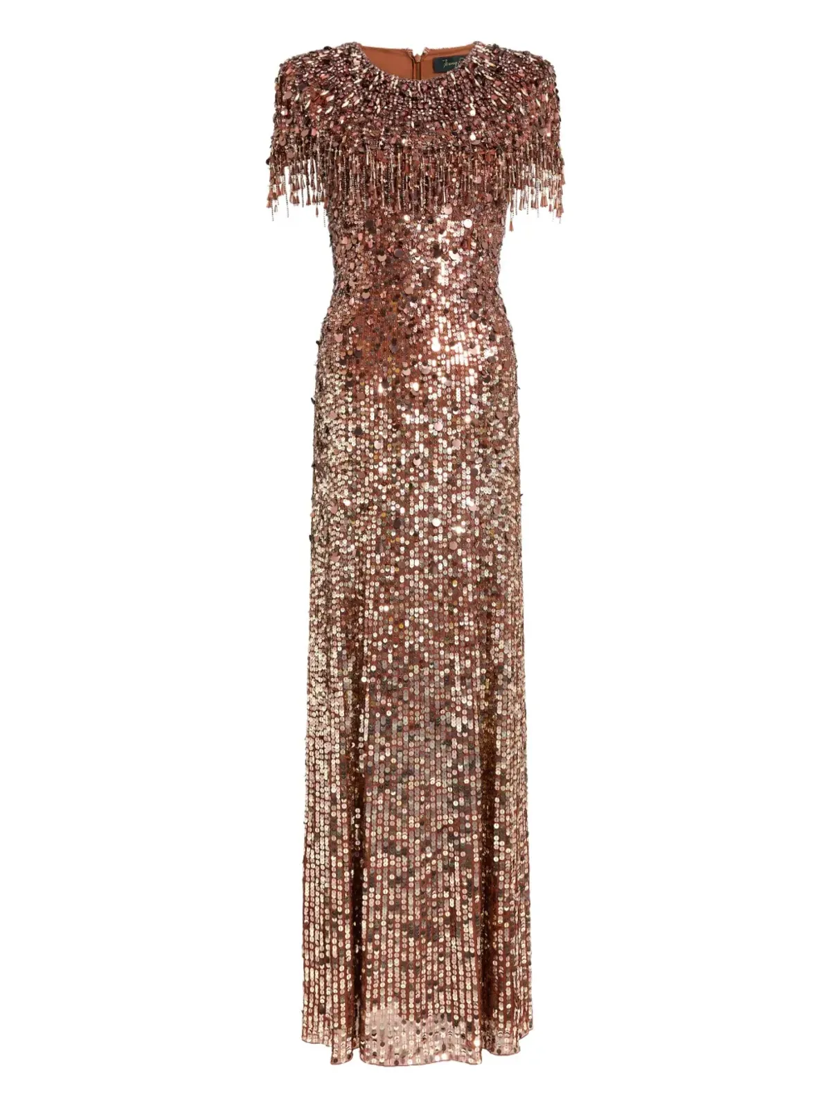 Jenny Packham Eugenie sequin fringed maxi dress - Brown - 画像1