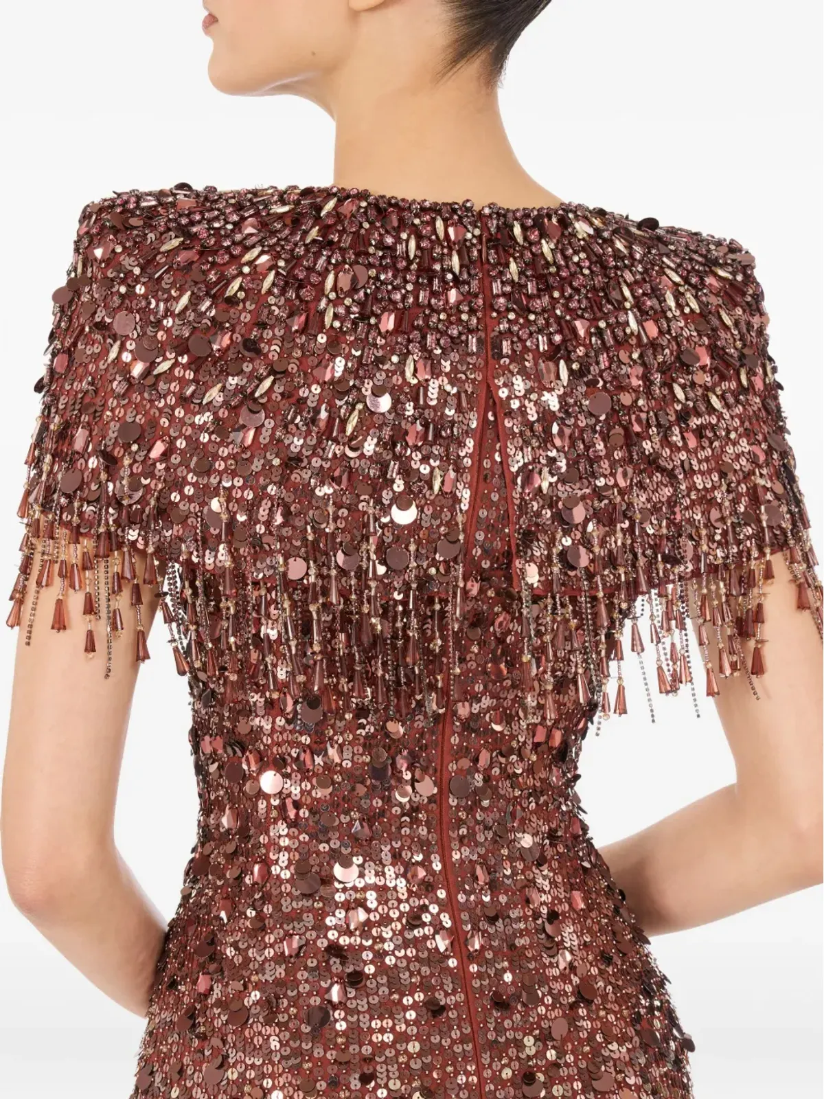 Jenny Packham Eugenie sequin fringed maxi dress - Brown - 画像5