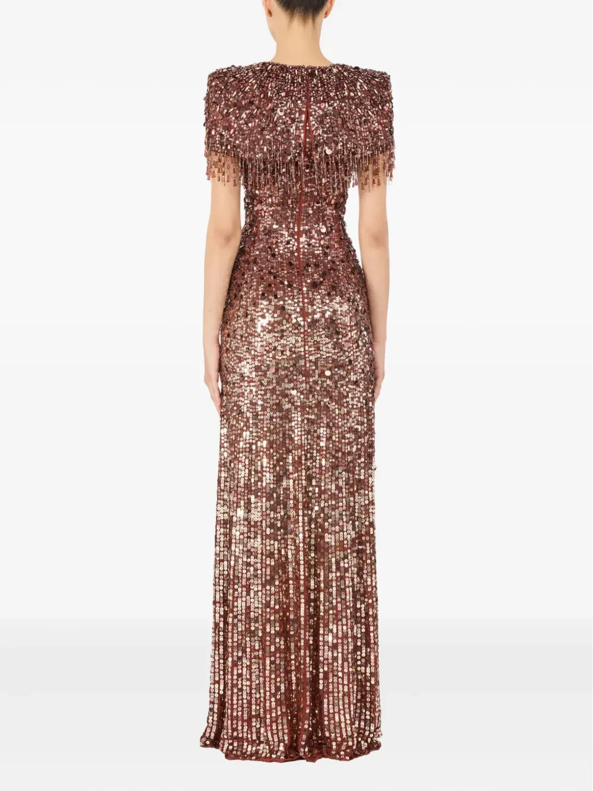 Jenny Packham Eugenie sequin fringed maxi dress - Brown - 画像3