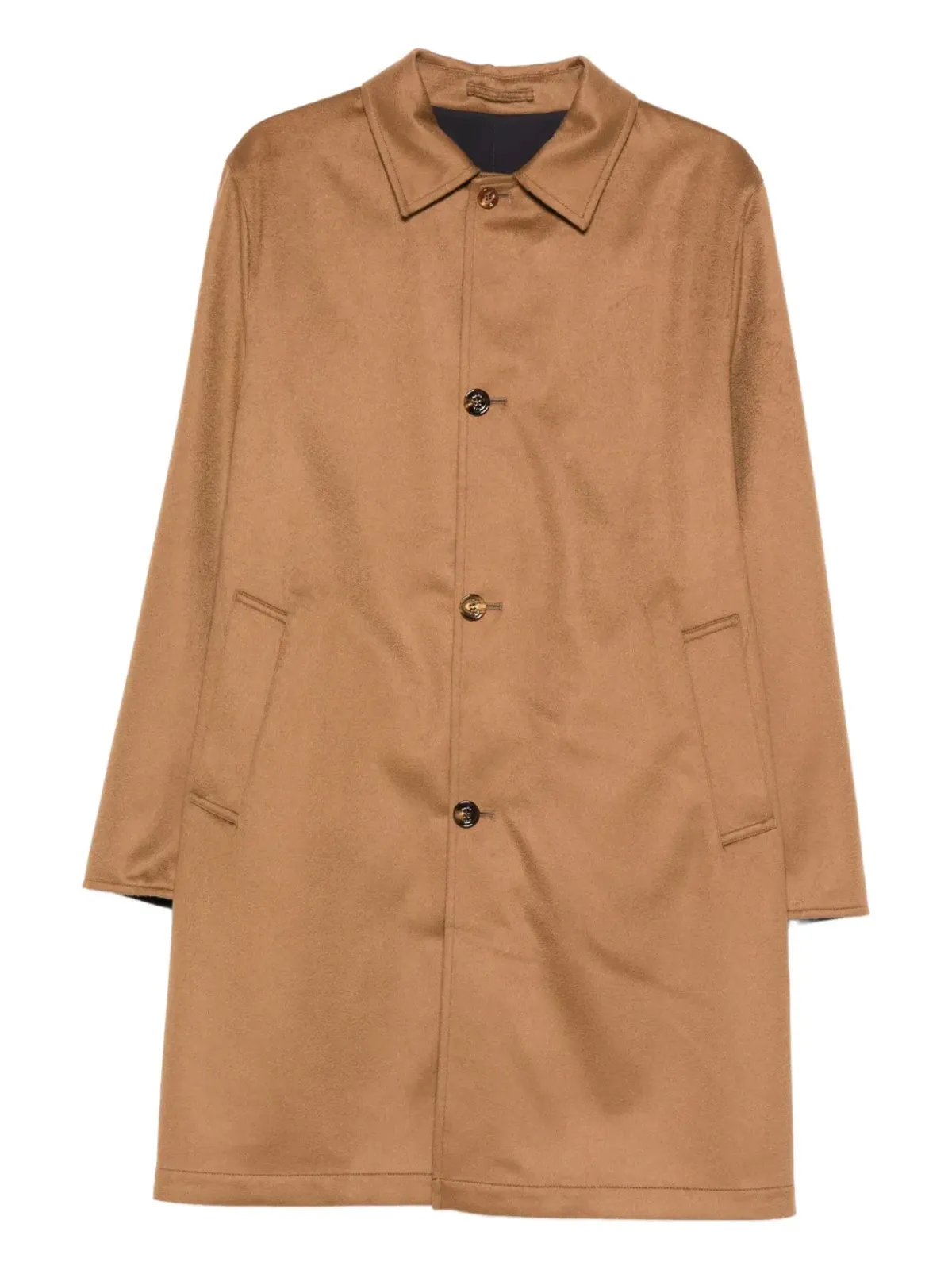 Kired button-fastening cashmere reversible coat - Brown - 画像1