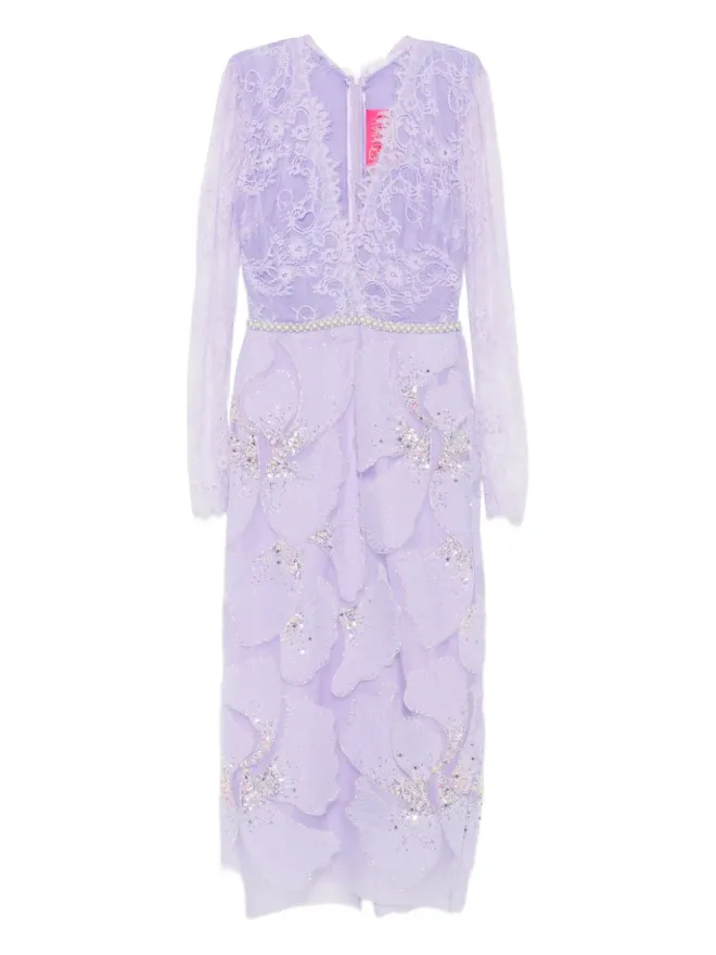 MIAU by Clara Rotescu MIAU by Clara Rotescu レースアップリケ装飾ドレス - Purpleの商品画像