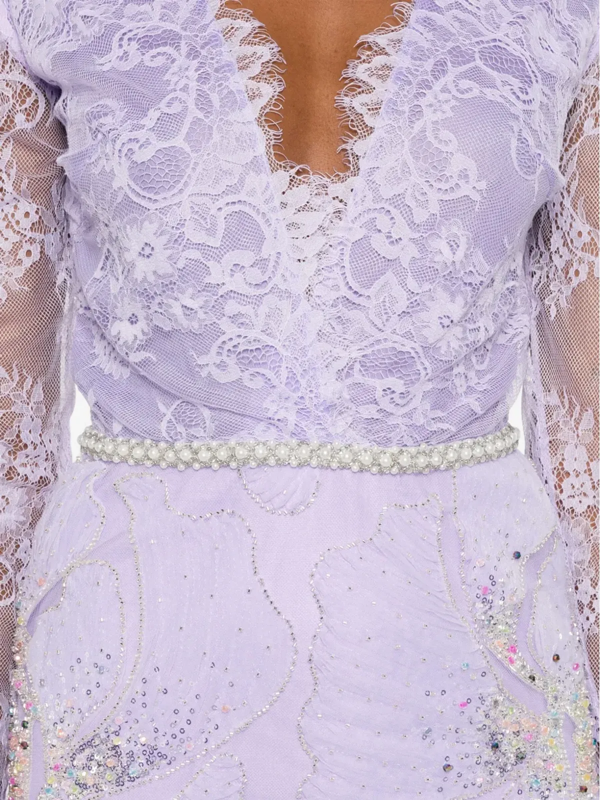 MIAU by Clara Rotescu レースアップリケ装飾ドレス - Purple - 画像5