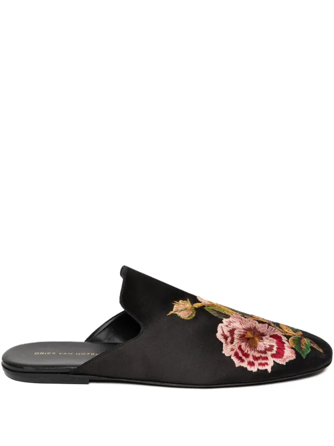 Dries Van Noten DRIES VAN NOTEN 花柄刺繍ミュール - Blackの商品画像