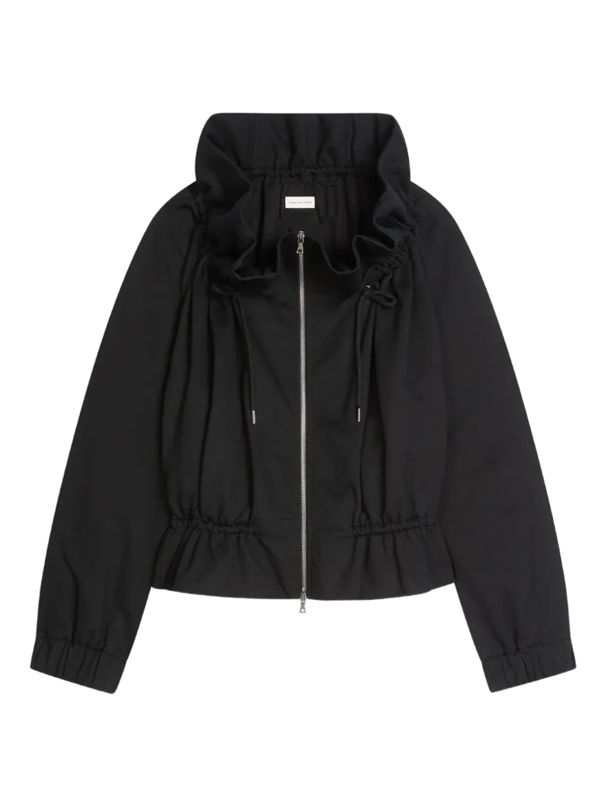 DRIES VAN NOTEN フリルネックジップアップジャケット - ブラック - 画像1