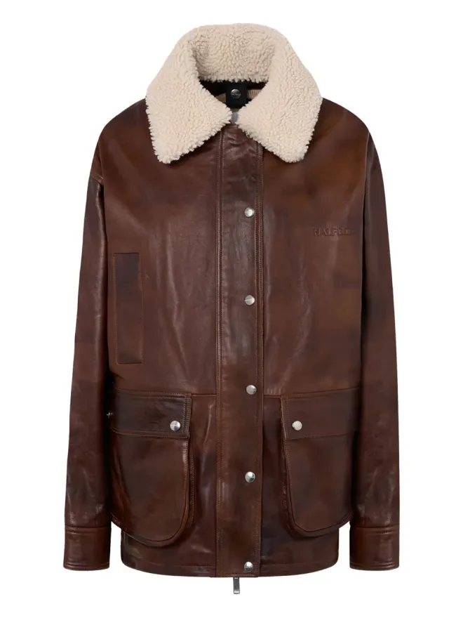 HALFBOY Halfboy シアリングカラー レザー ジャケット - Brownの商品画像