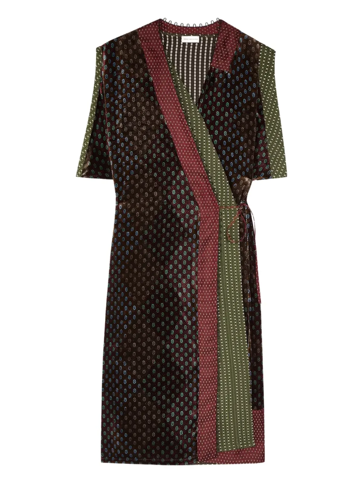 DRIES VAN NOTEN ベルベット柄のラップドレス - 画像1