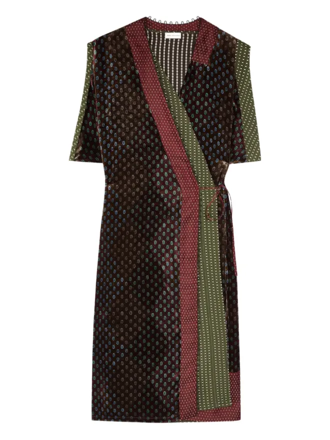 Dries Van Noten DRIES VAN NOTEN ベルベット柄のラップドレスの商品画像