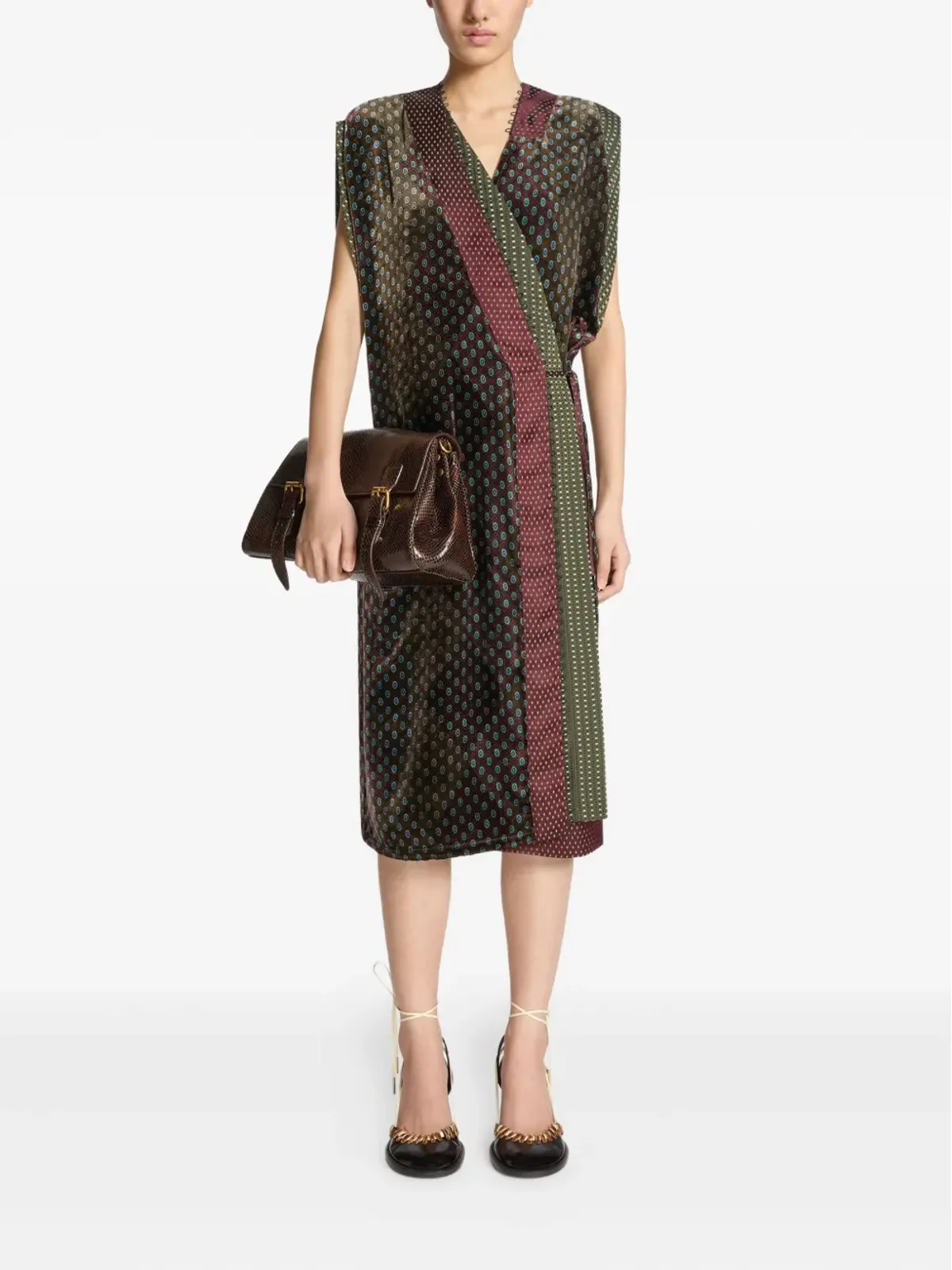 DRIES VAN NOTEN ベルベット柄のラップドレス - 画像2