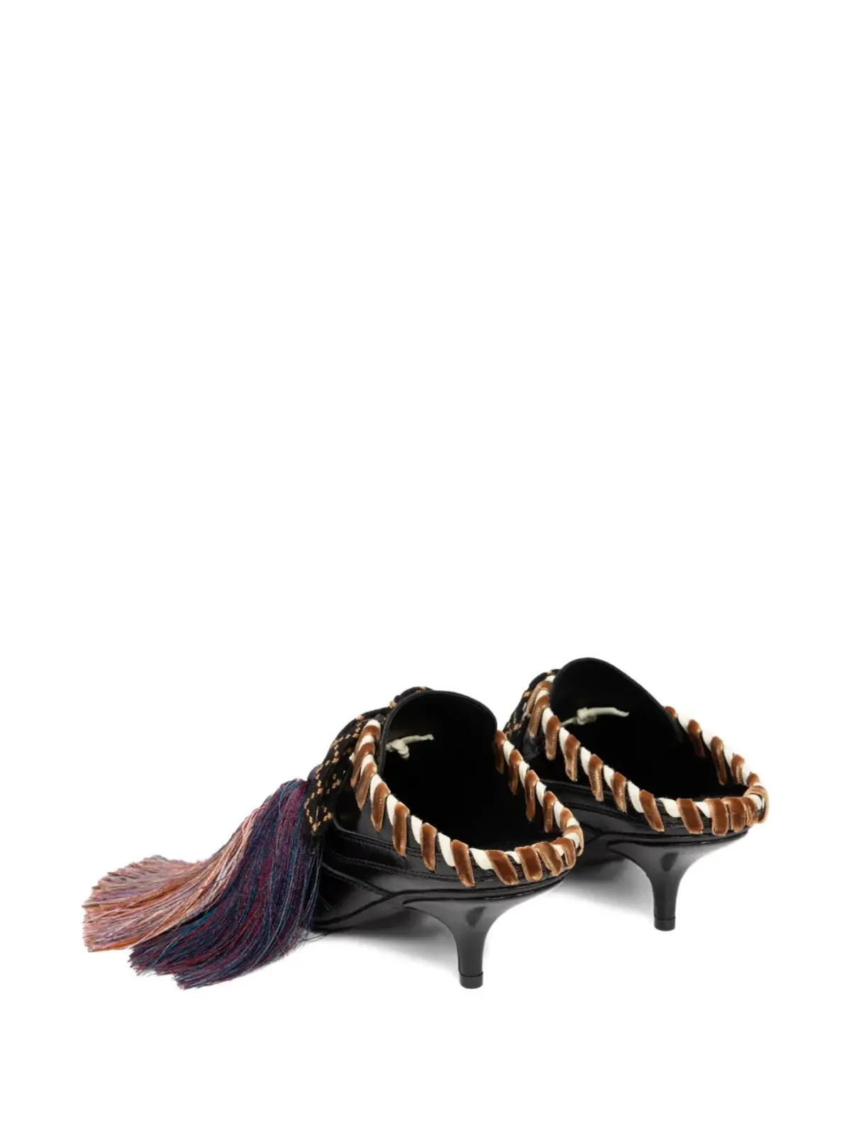 DRIES VAN NOTEN 60mm タッセル付きミュール（ブラウン） - 画像3