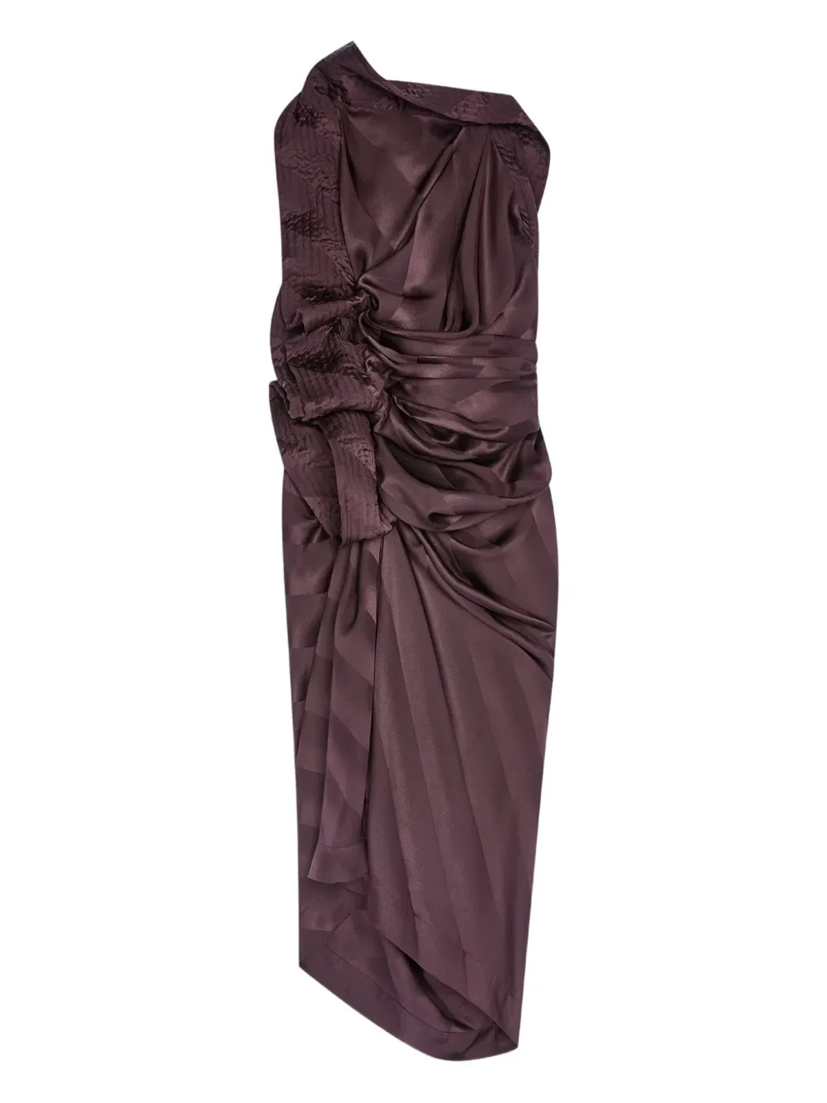 DRIES VAN NOTEN ドレープデザインのシルクマキシドレス（パープル） - 画像1