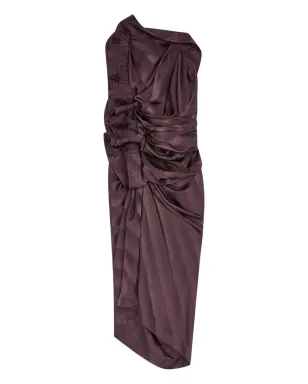 DRIES VAN NOTEN ドレープデザインのシルクマキシドレス（パープル） - サムネイル1