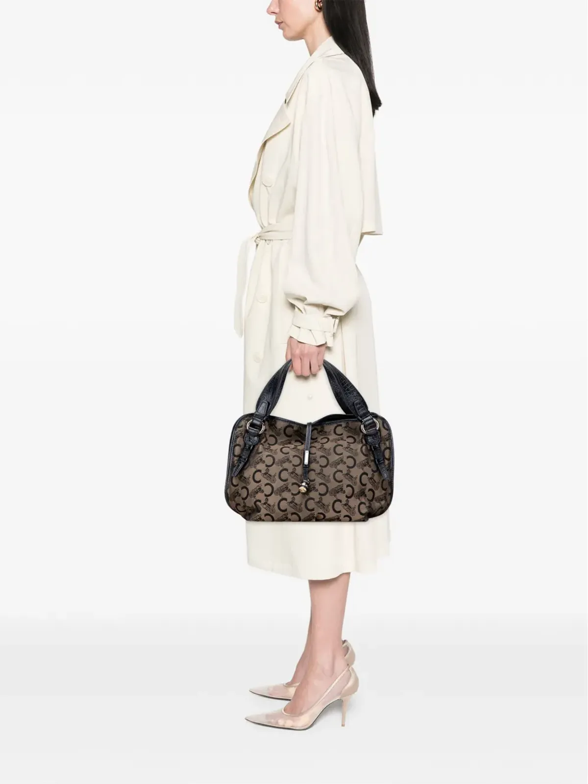 Celine Pre-Owned 2007 C Carriage Canvas Bittersweet ホーボーバッグ - 画像2
