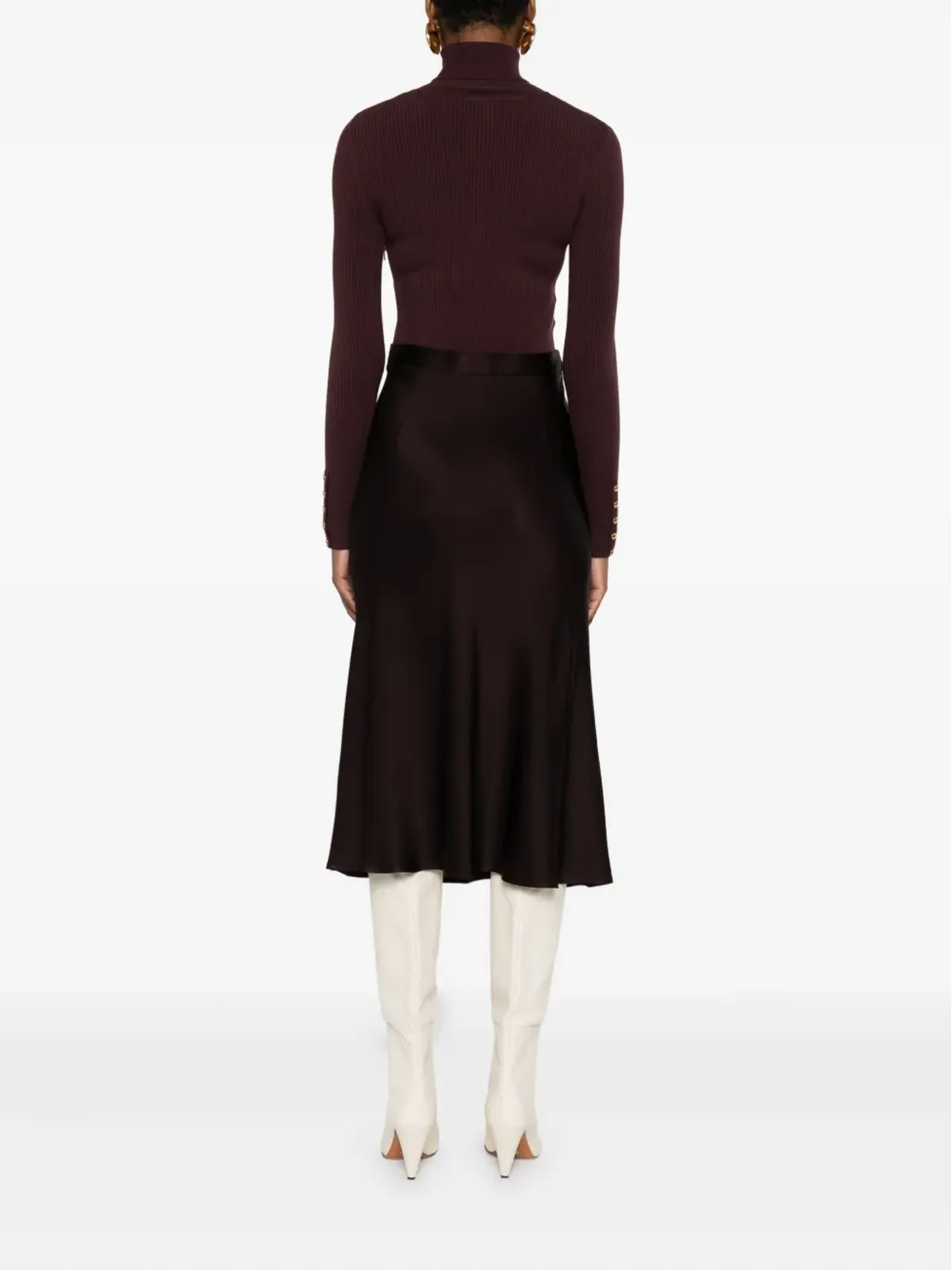 Elisabetta Franchi リブニット タートルネック ドレス - 画像4