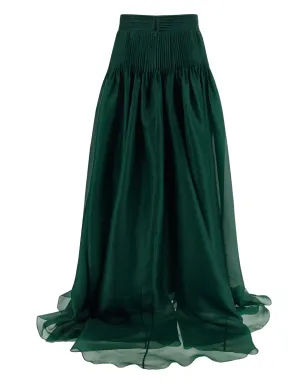 Carolina Herrera ピンタック入りオーガンザスカート - グリーン - サムネイル2