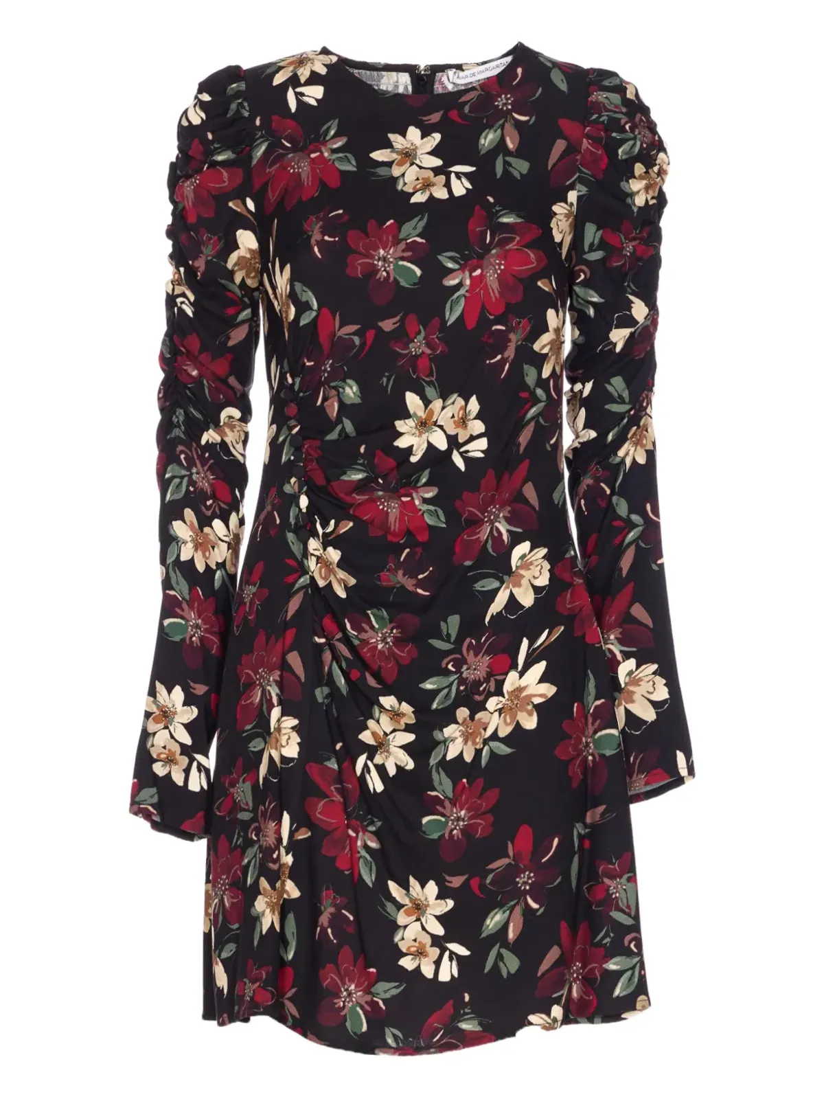 MAR DE MARGARITAS puff-sleeve floral print dress - Black - 画像1