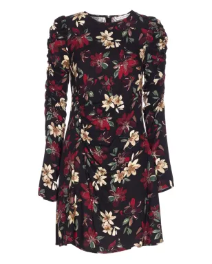 MAR DE MARGARITAS puff-sleeve floral print dress - Black - サムネイル1