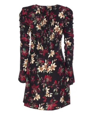 MAR DE MARGARITAS puff-sleeve floral print dress - Black - サムネイル2