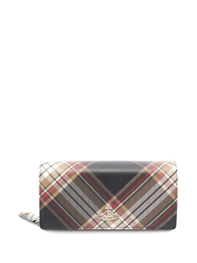 Vivienne Westwood Pre-Owned Vivienne Westwood Pre-Owned Orbロゴ チェック柄ウォレット - ブラウンの商品画像