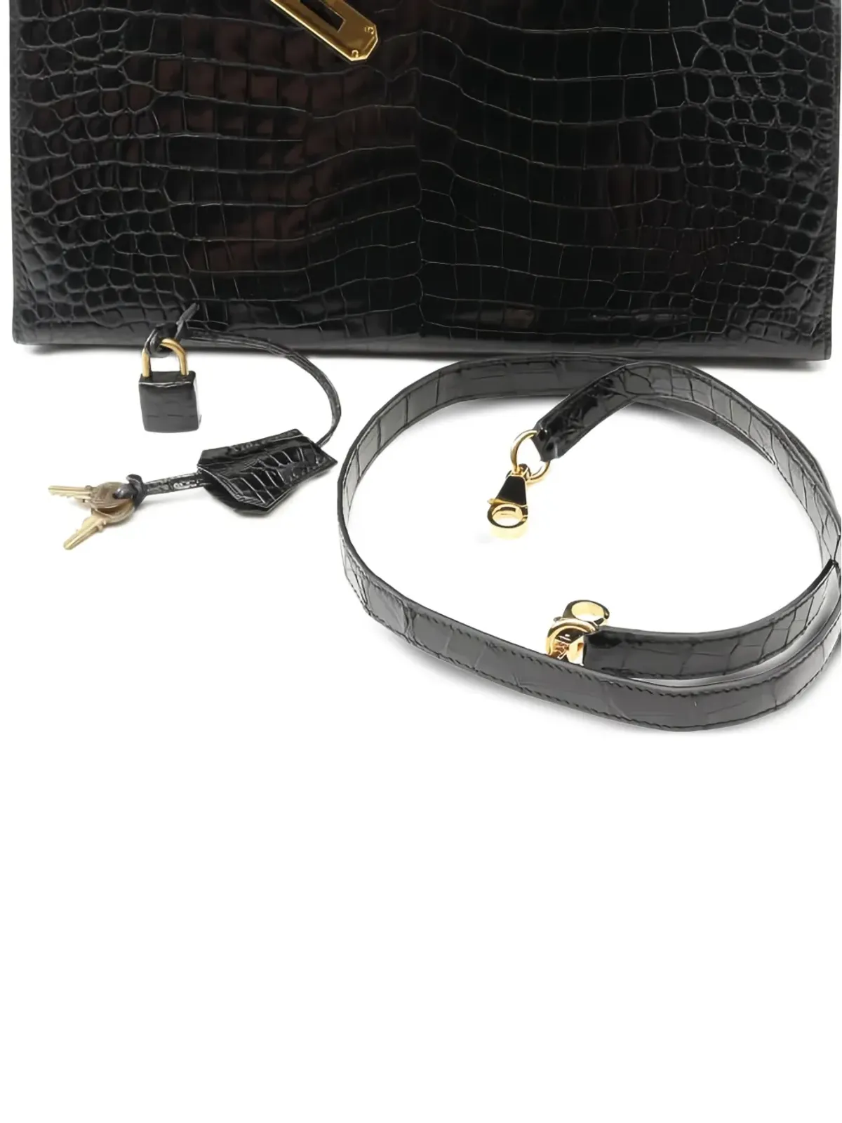 Hermès Pre-Owned ケリー クロコダイル型押し レザーハンドバッグ 2ウェイ - 画像4