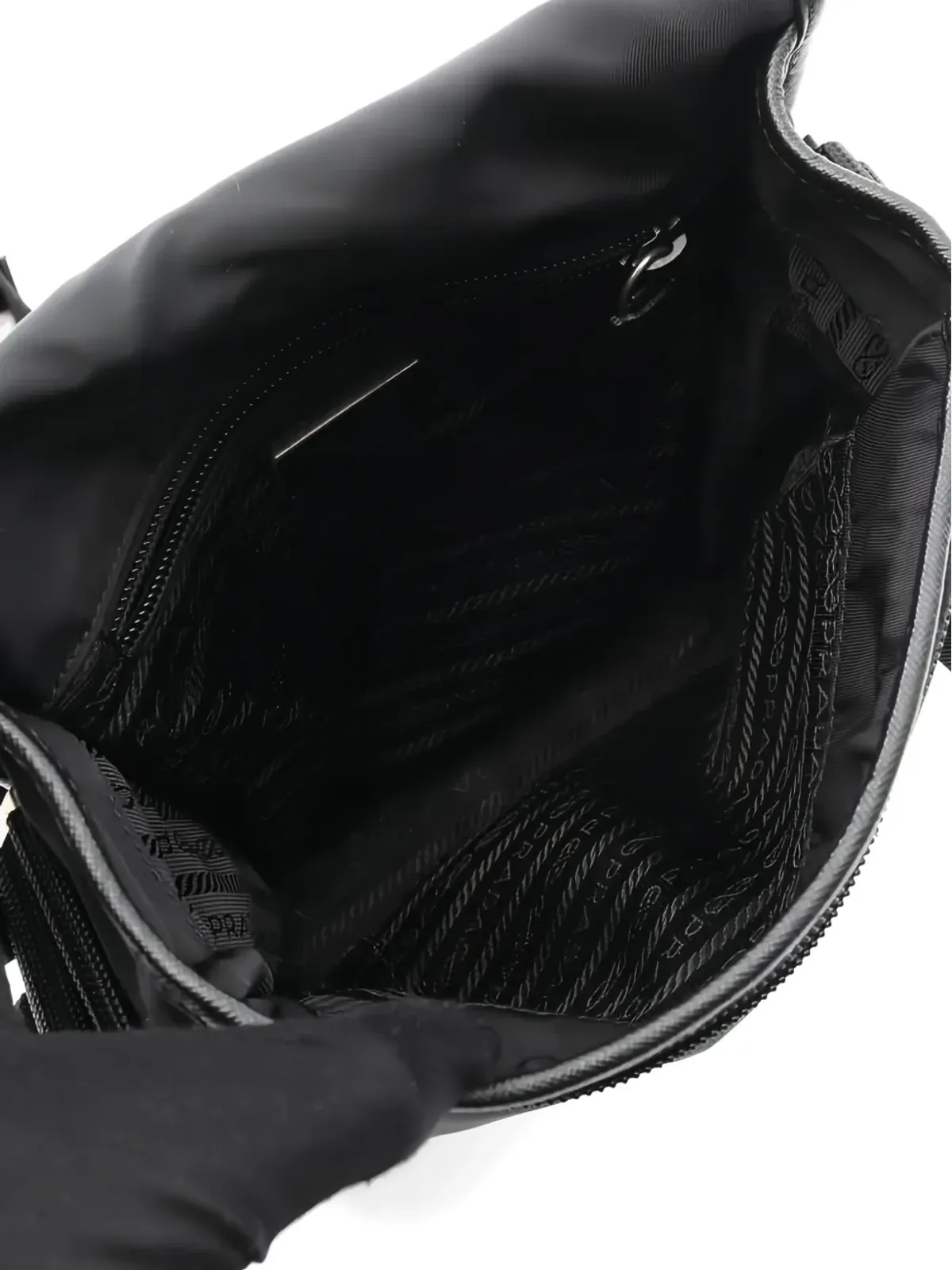 Prada Pre-Owned leather-trim shoulder bag - Black - 画像5