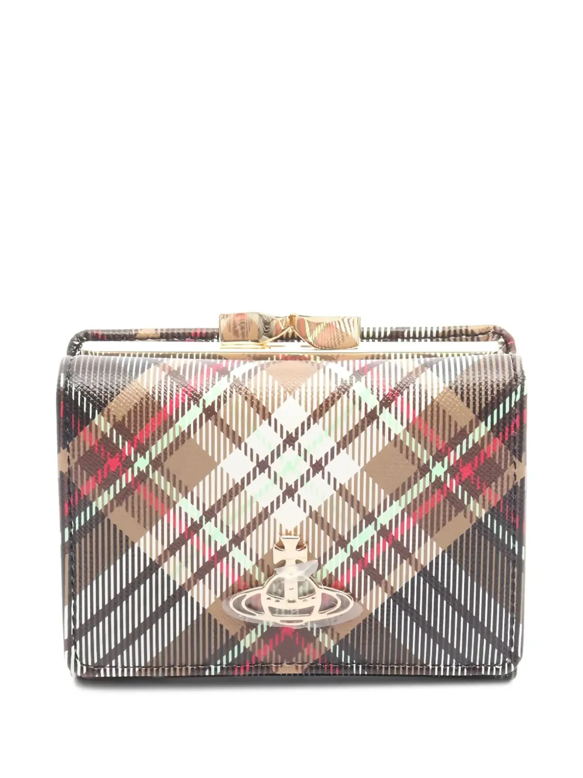 Vivienne Westwood Pre-Owned Small Frame plaid Orb wallet - Brown - 画像1