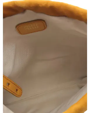 Miu Miu ロゴレタリング スエード ポーチバッグ ブラウン - サムネイル5