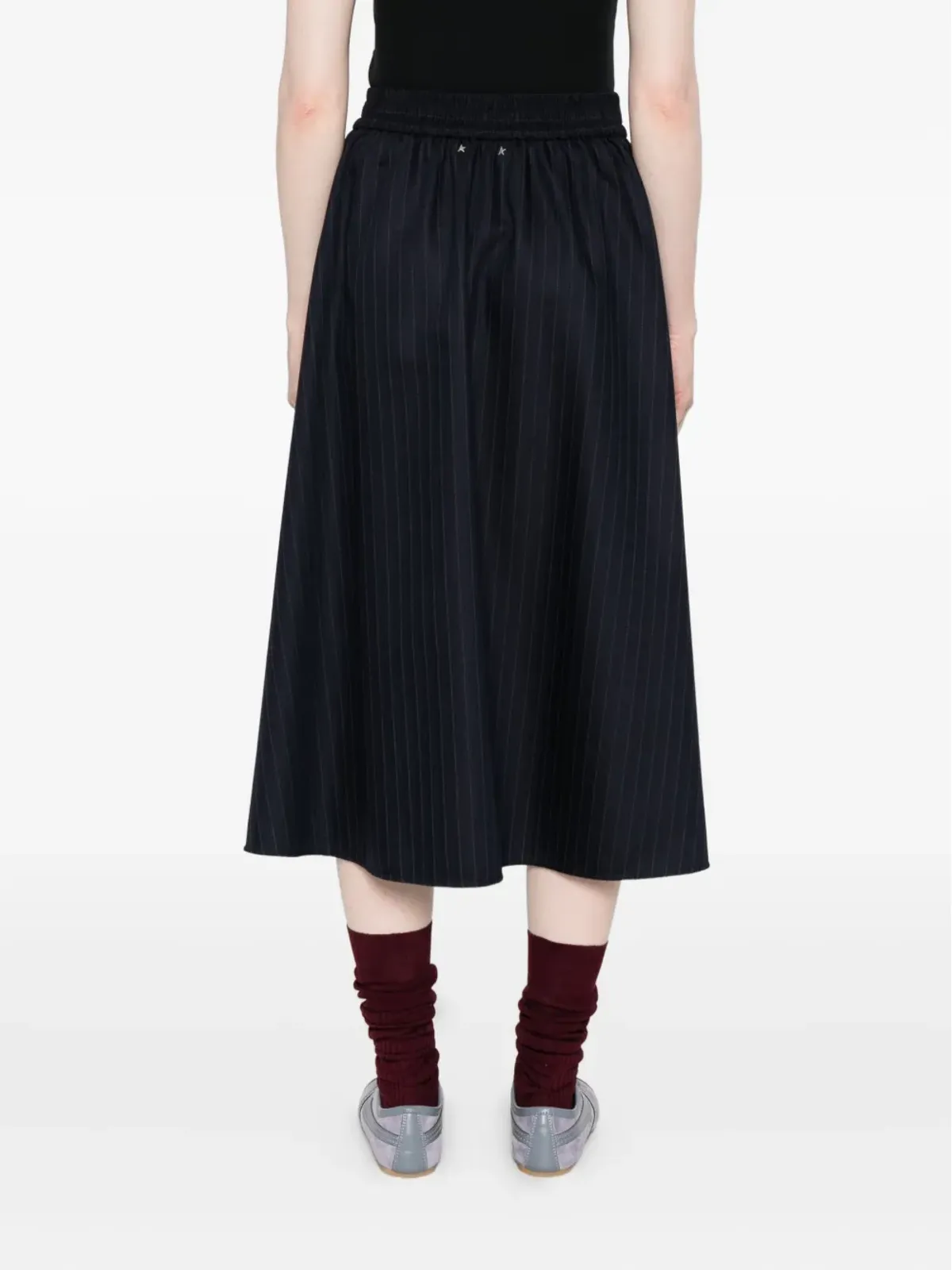 Golden Goose ピンストライプ ボタンディテール ミディ丈 Aライン スカート - 画像4