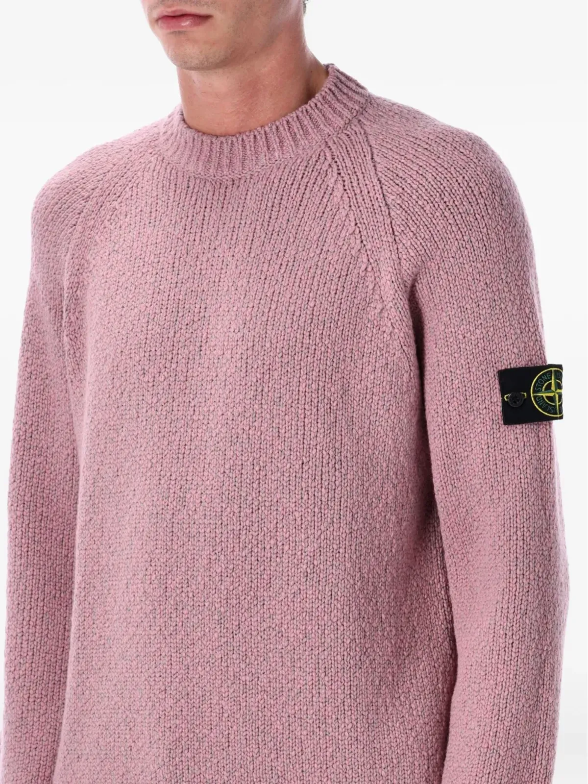 Stone Island ラグランスリーブ ウールセーター ピンク - 画像3