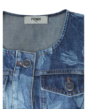 FENDI 花柄プリント前ボタン ドレス - ブルー - サムネイル3