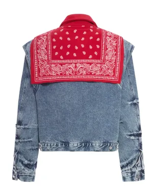 PDF bandana-panel denim jacket - Blue - サムネイル2