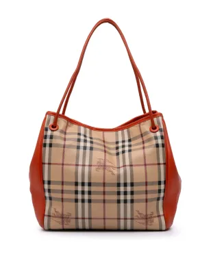 Burberry Vintage Haymarket チェック コーテッドキャンバス Canterbury トートバッグ - ブラウン - サムネイル1