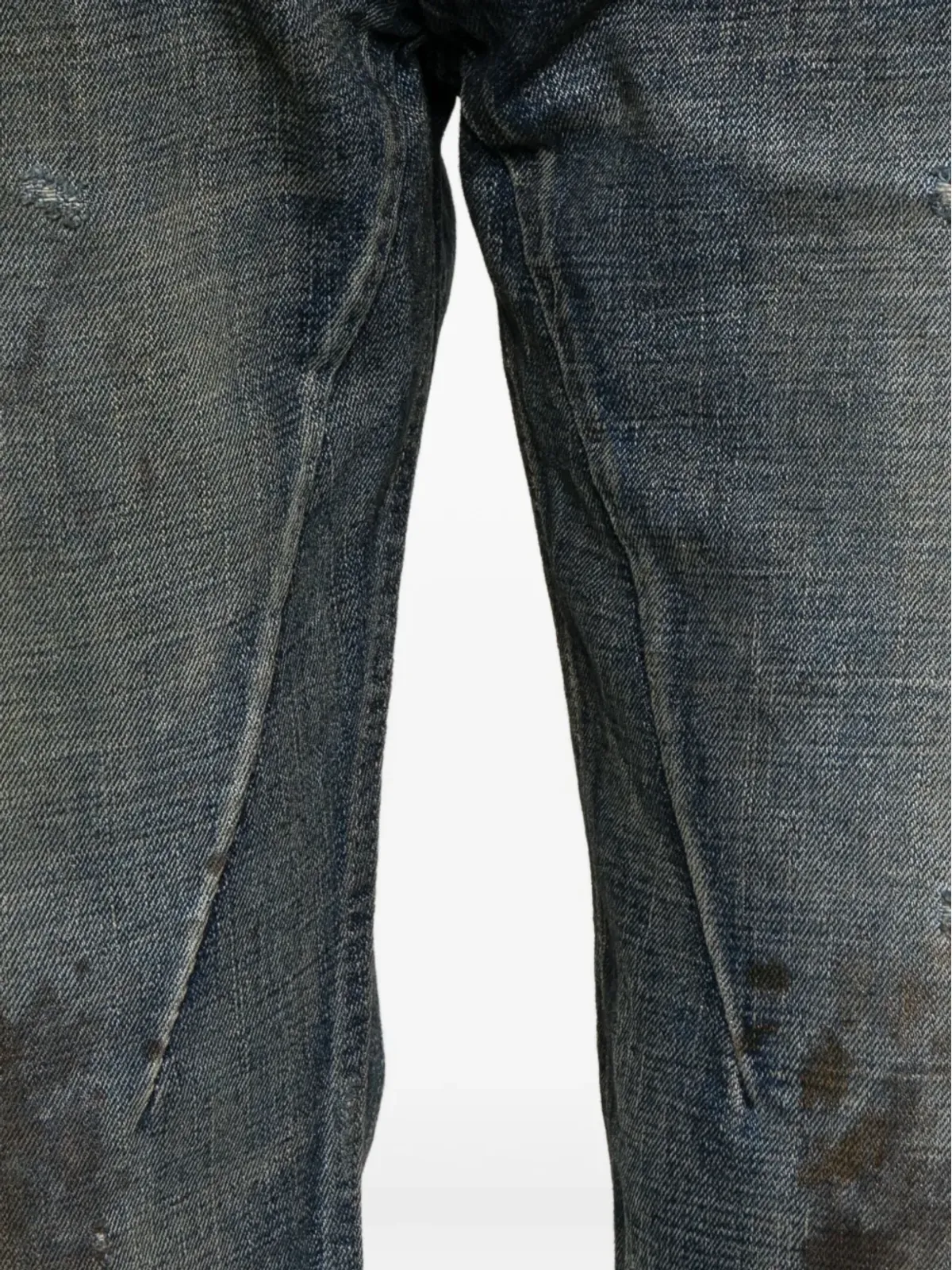 Rick Owens DRKSHDW ダメージ加工フリンジ裾ストレートジーンズ - 画像5
