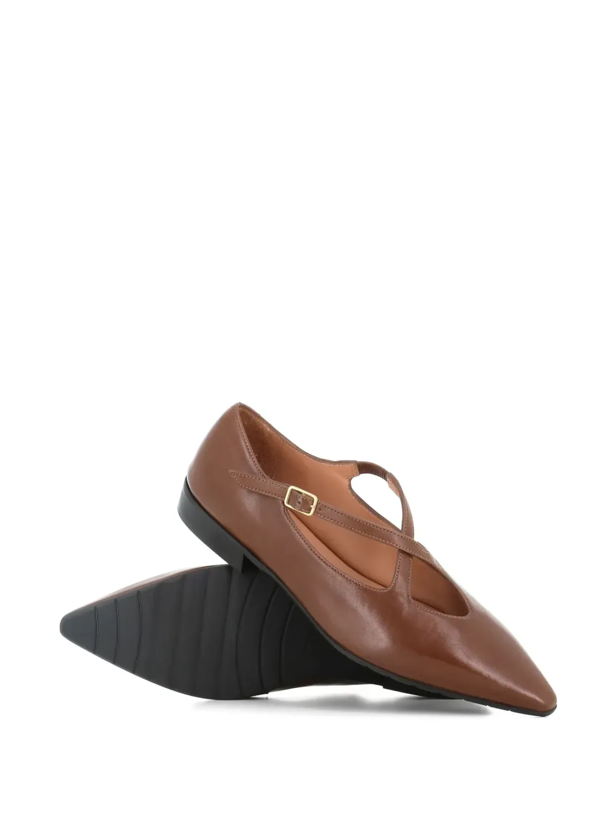Tassinari レザー バックルストラップ フラットパンプス - 画像5