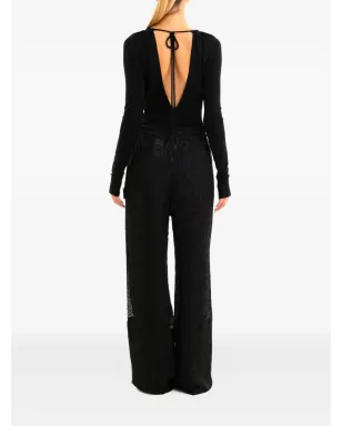 Marine Serre カットアウトエンブリッシュ ブラウス - ブラック - サムネイル3