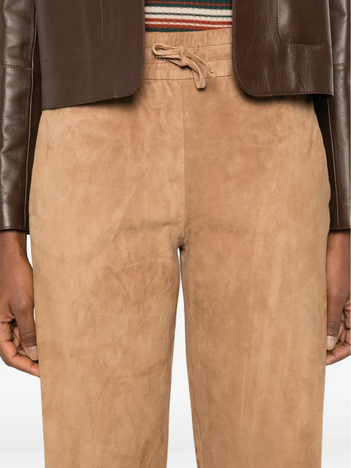Arma Blair elastic-waistband leather trousers - Brown - 画像5