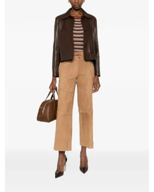 Arma Blair elastic-waistband leather trousers - Brown - サムネイル2