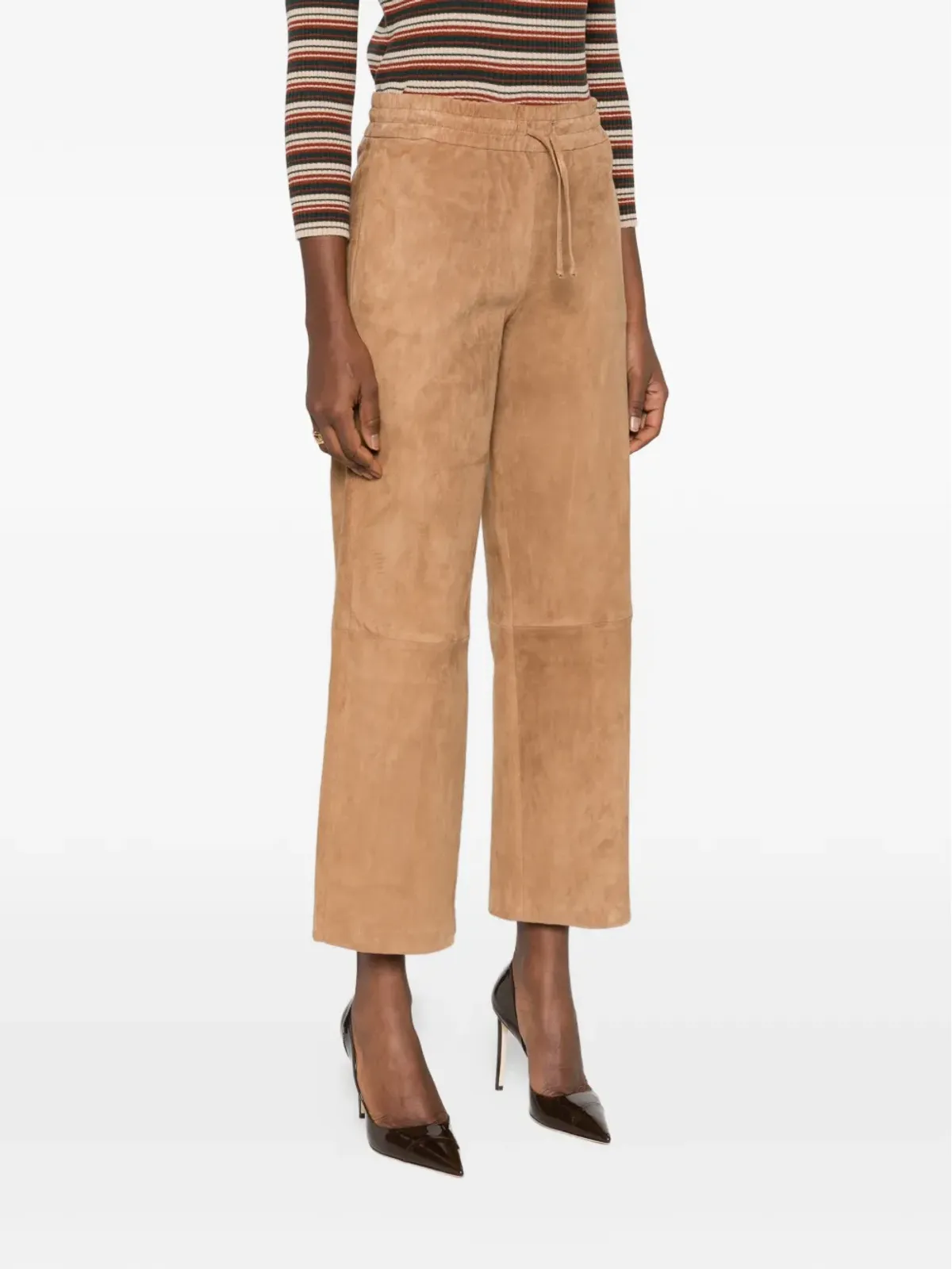 Arma Blair elastic-waistband leather trousers - Brown - 画像3