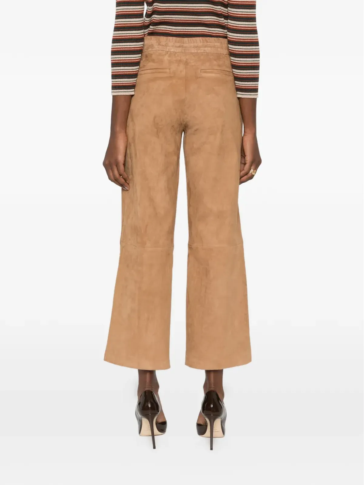 Arma Blair elastic-waistband leather trousers - Brown - 画像4