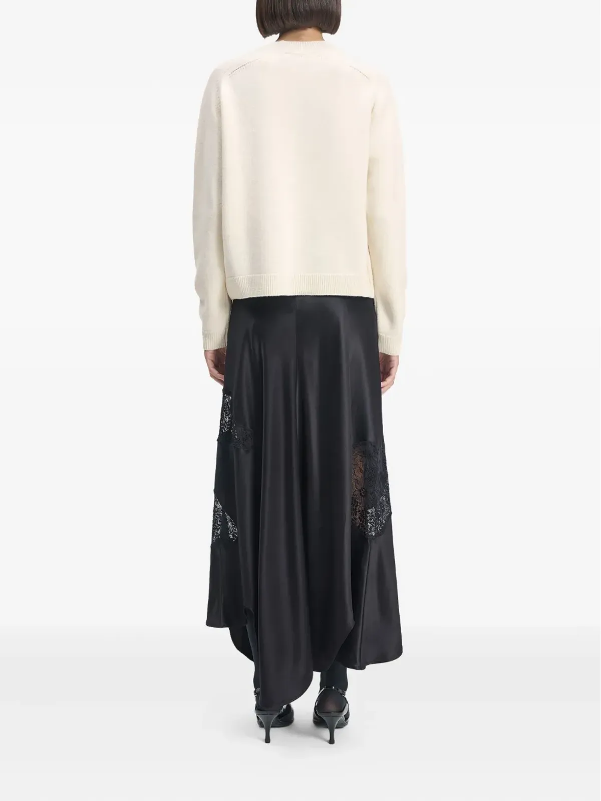 BITE Studios lace-insert silk skirt - 画像3