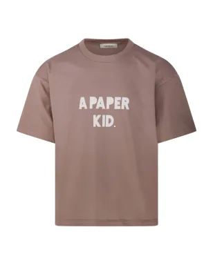 A Paper Kid テキストプリントTシャツ - ブラウン - サムネイル1