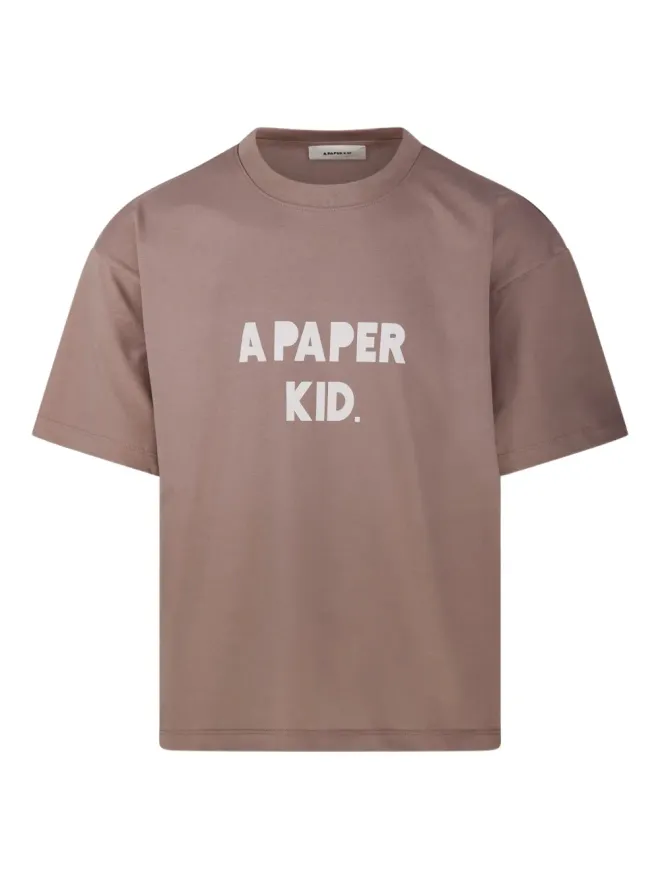 A Paper Kid A Paper Kid テキストプリントTシャツ - ブラウンの商品画像