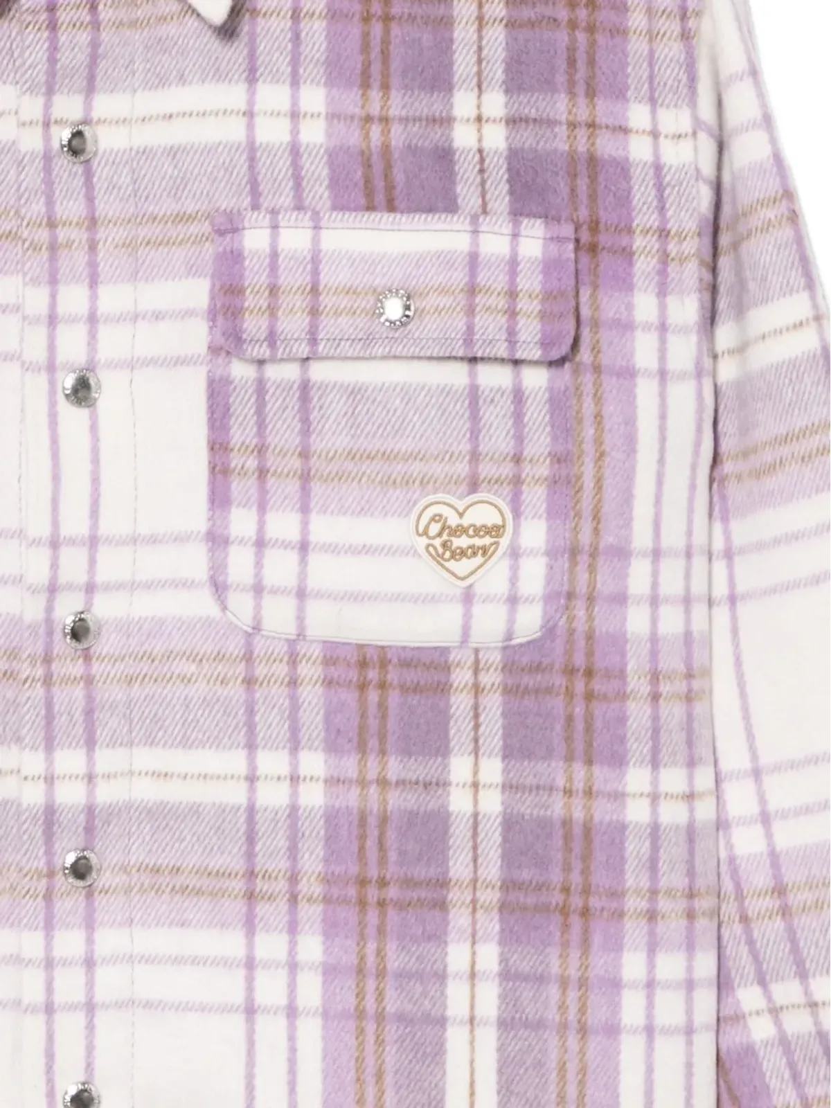 CHOCOOLATE logo-embroidered checked shirt - Purple - 画像3