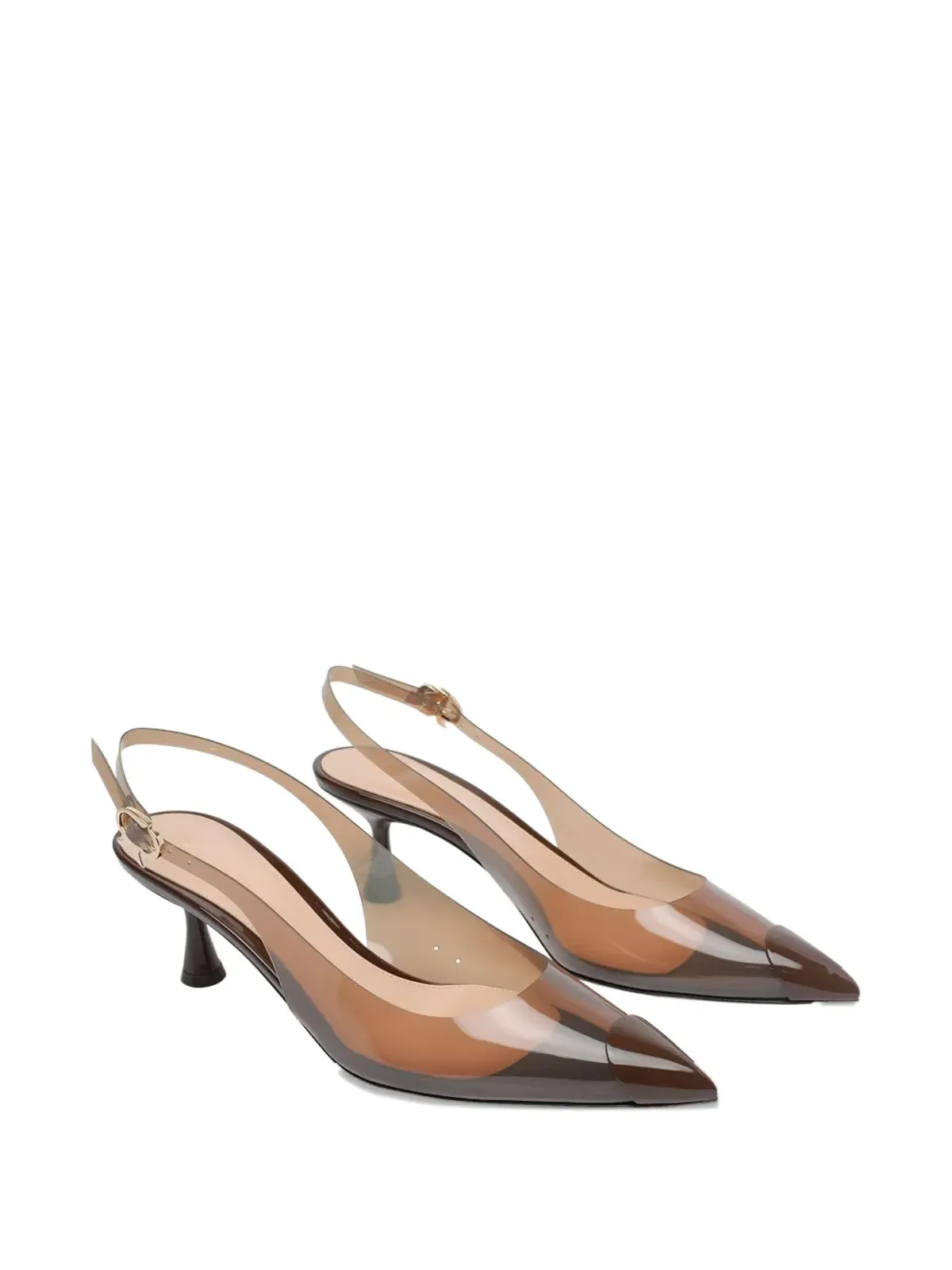 Gianvito Rossi スリングバック透明トゥパンプス ブラウン - 画像2